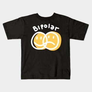 Bipolar Happy Sad Face Emoticon Black Kids T-Shirt
